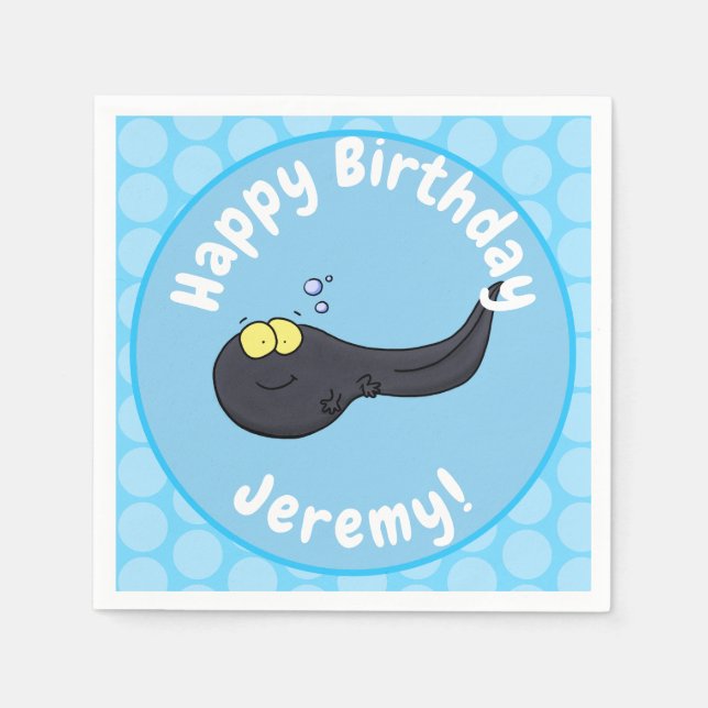 Cute fun tadpole cartoon illustration napkin (Front)