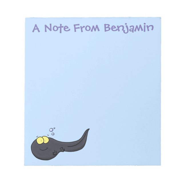 Cute fun tadpole cartoon illustration notepad (Front)
