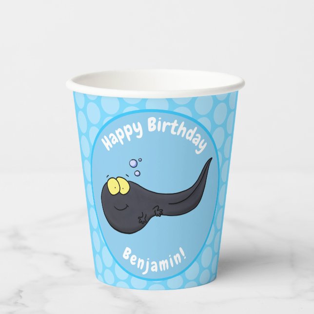 Cute fun tadpole cartoon illustration paper cups (Front)
