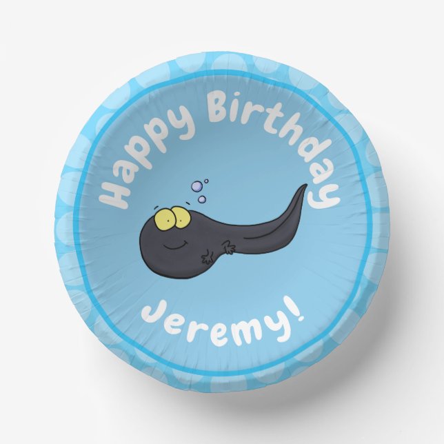 Cute fun tadpole cartoon illustration paper plate (Front)
