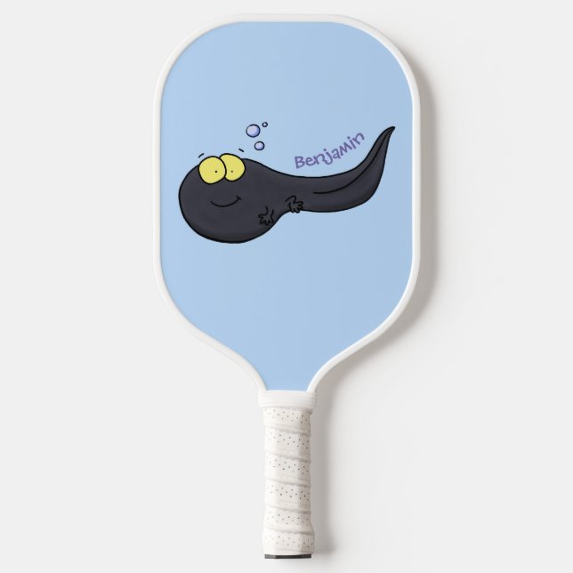 Cute fun tadpole cartoon illustration pickleball paddle (Front)