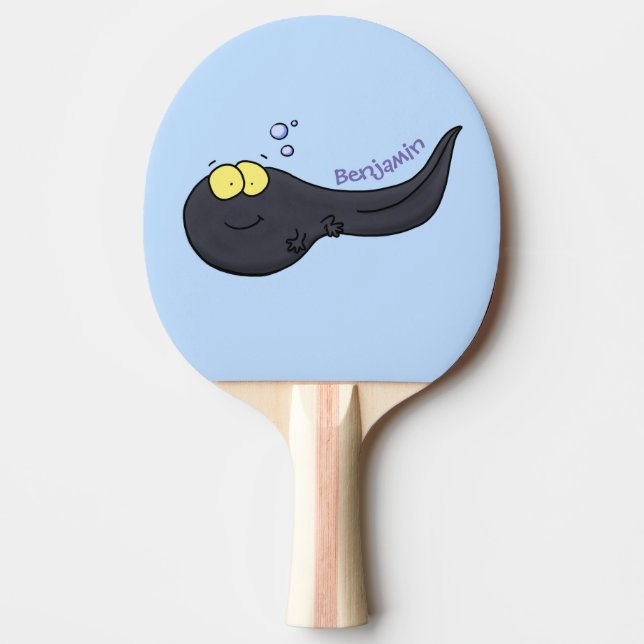Cute fun tadpole cartoon illustration ping pong paddle (Front)