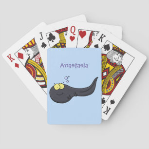 Cute fun tadpole cartoon illustration playing cards