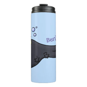 Cute fun tadpole cartoon illustration thermal tumbler