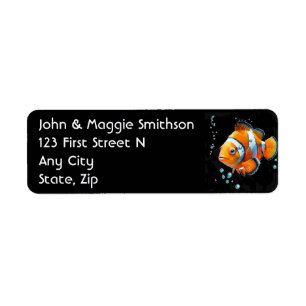Cute Fun Tropical Aquarium Clown Fish Return Address Label
