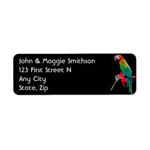 Cute Fun Tropical Parrot & Bird of Paradise plant Return Address Label