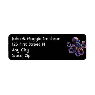 Cute Fun Tropical Undersea Octopus Return Address Label