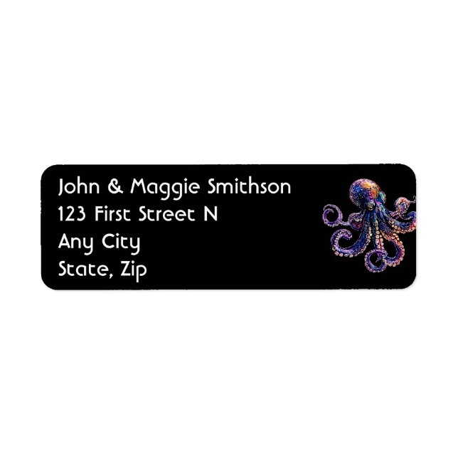 Cute Fun Tropical Undersea Octopus Return Address Label (Front)