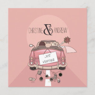 Cute Fun Typography "Just Married" Post Wedding Invitation
