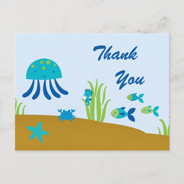 Cute fun under the sea thank you postcard (Front)