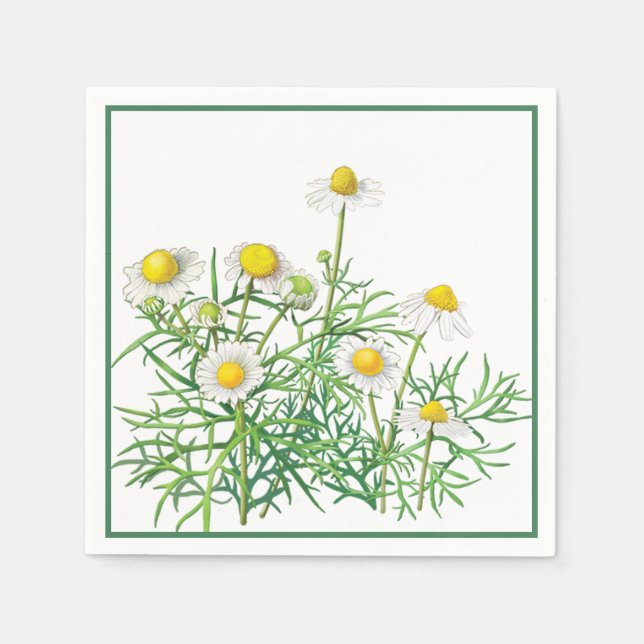 Cute Fun Vintage Camomile Flowers Napkin (Front)