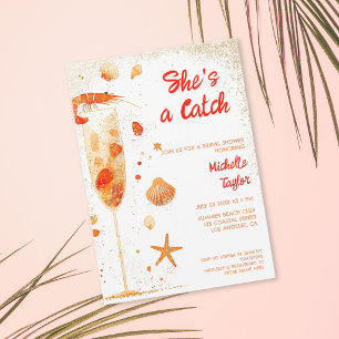 Cute Fun Whimsical Quirky Coastal Shrimp Lobster  Invitation