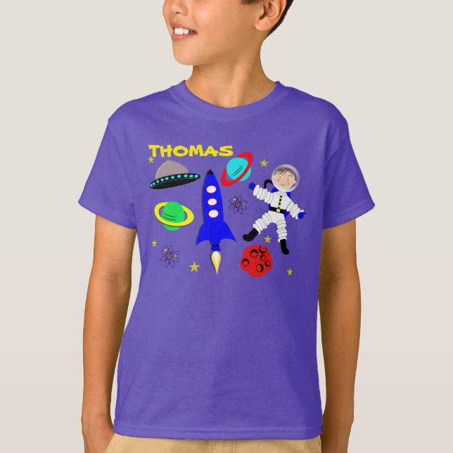 Cute Fun Whimsy Space Themed Personalised T-Shirt (Front)