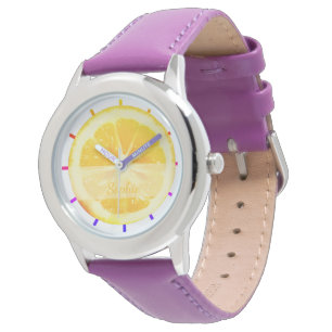 CUTE FUN YELLOW COLORFUL LEMON FRUIT PERSONALIZED WATCH