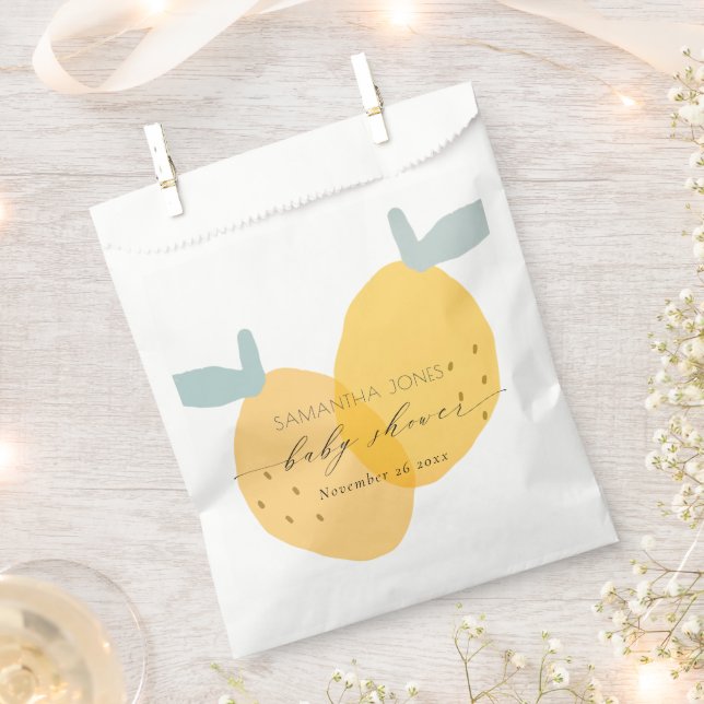 Cute Fun Yellow Lemon Fruity Citrus Baby Shower Favour Bag (Clipped)