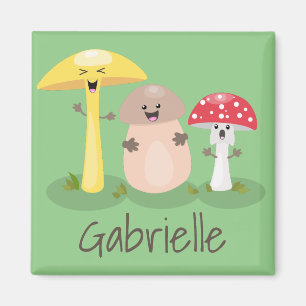Cute fungi mushrooms and toadstools cartoon magnet