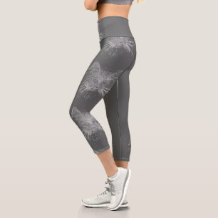 Cute Funky Cat Kitten Eyes Face Sketch Capri Leggings