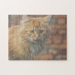 Cute Funky Ginger Cat Kitten Face Jigsaw Puzzle