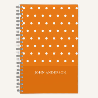 Cute Funky Orange Polka Dots Custom Script Notebook