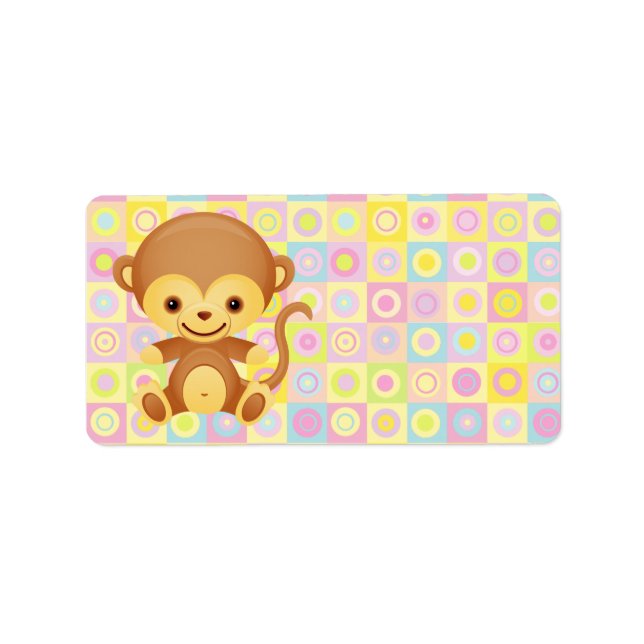 Cute Funky Pattern Monkey Label (Front)