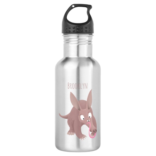 Cute funny aardvark cartoon 532 ml water bottle (Front)