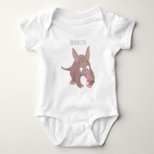 Cute funny aardvark cartoon baby bodysuit