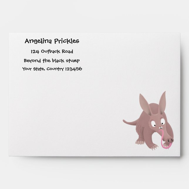 Cute funny aardvark cartoon envelope (Front)