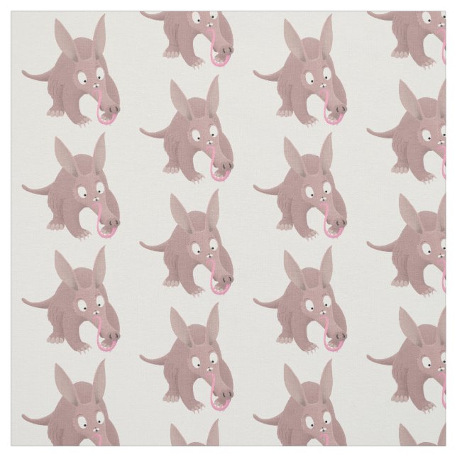 Cute funny aardvark cartoon fabric (Swatch)
