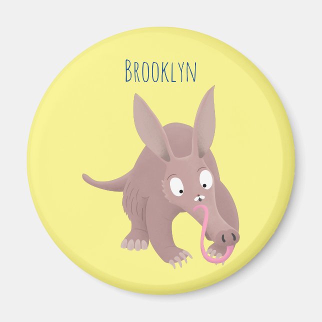Cute funny aardvark cartoon magnet (Front)