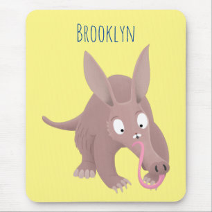 Cute funny aardvark cartoon mouse pad