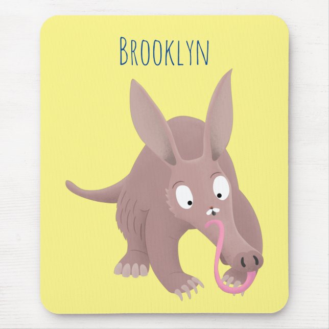 Cute funny aardvark cartoon mouse pad (Front)