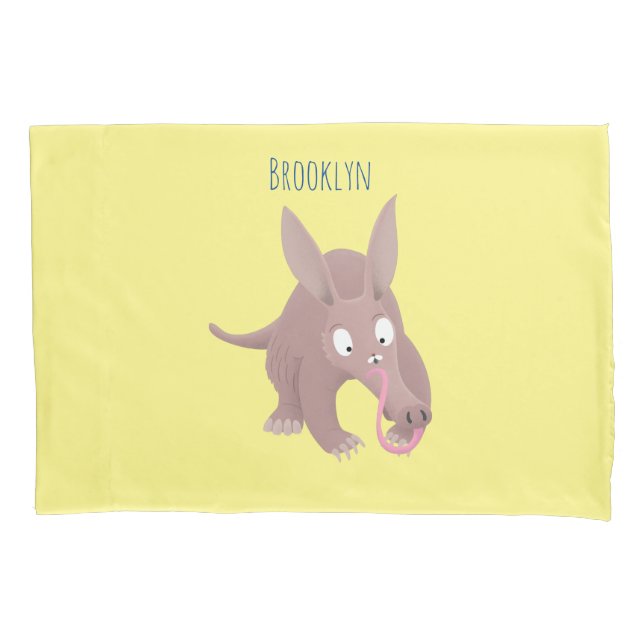 Cute funny aardvark cartoon pillowcase (Front)