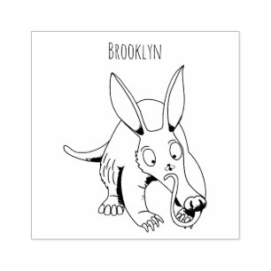Cute funny aardvark cartoon rubber stamp