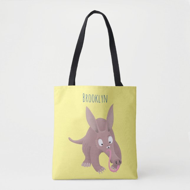 Cute funny aardvark cartoon tote bag (Front)