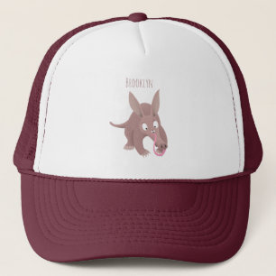 Cute funny aardvark cartoon trucker hat