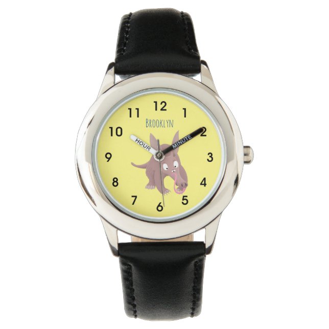 Cute funny aardvark cartoon watch (Front)