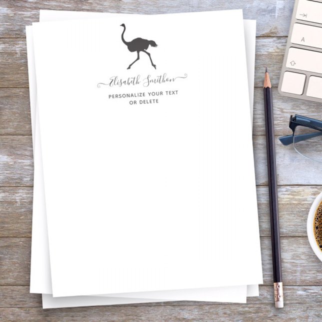 Cute Funny Animal Ostrich Bird Personal Stationery Custom Letterhead (Creator Uploaded)