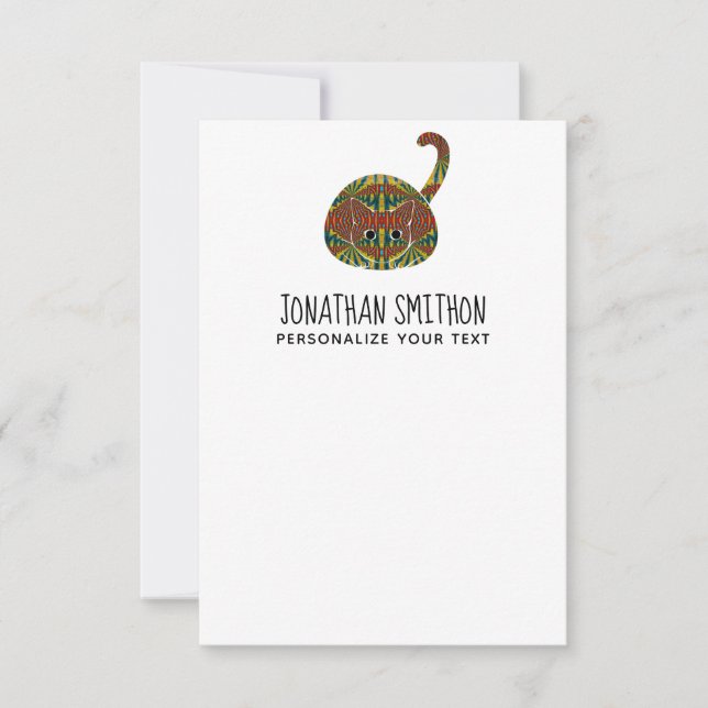 Cute Funny Animal Pet Cat Chic Personal Stationery Card (Front)