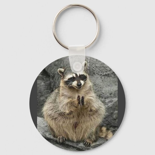cute_funny_animals_35 RACCOON Praying Sitting Key Ring (Front)