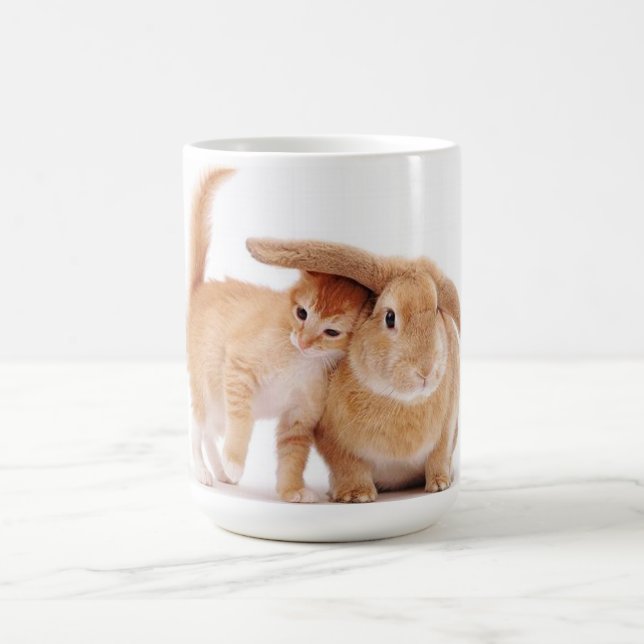 cute_funny_animals_8  kitten bunny rabbit friends coffee mug (Center)
