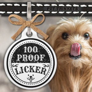 Cute Funny Antique Black White 100 Proof Licker Pet Tag