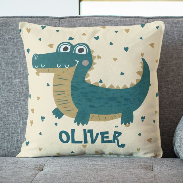 Cute Funny Baby Alligator Personalised Cushion (Creator Uploaded)