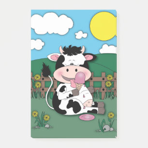 Cute funny baby cow cartoon post-it notes