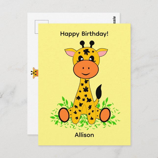 Cute funny baby giraffe for birthday   postcard (Front/Back)