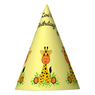 Cute funny baby giraffe for kids any age birthday party hat
