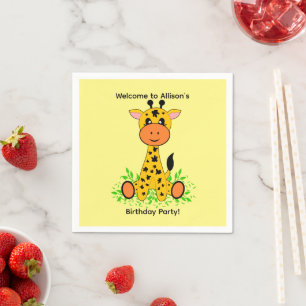 Cute funny baby giraffe for kids birthday   napkin