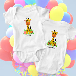 Cute funny baby giraffe for kids,  bodysuit