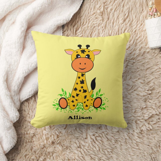 Cute funny baby giraffe for kids  cushion (Blanket)