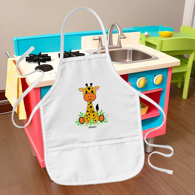 Cute funny baby giraffe   kids apron (Creator Uploaded)
