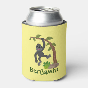 Cute funny baby gorilla cartoon illustration can cooler